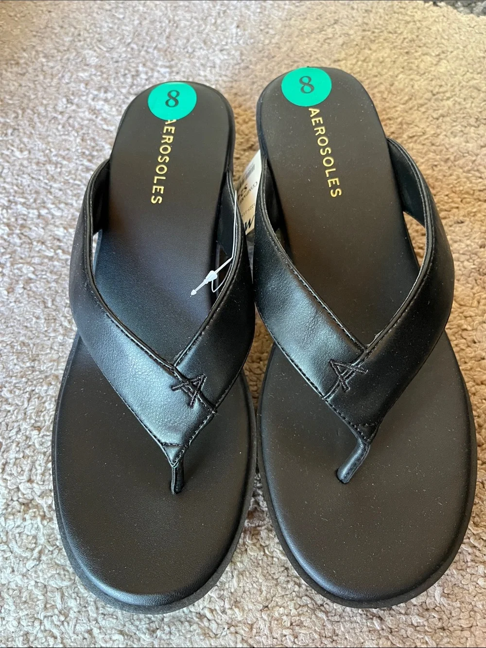 NWT AEROSOLES Black Leather Sandals